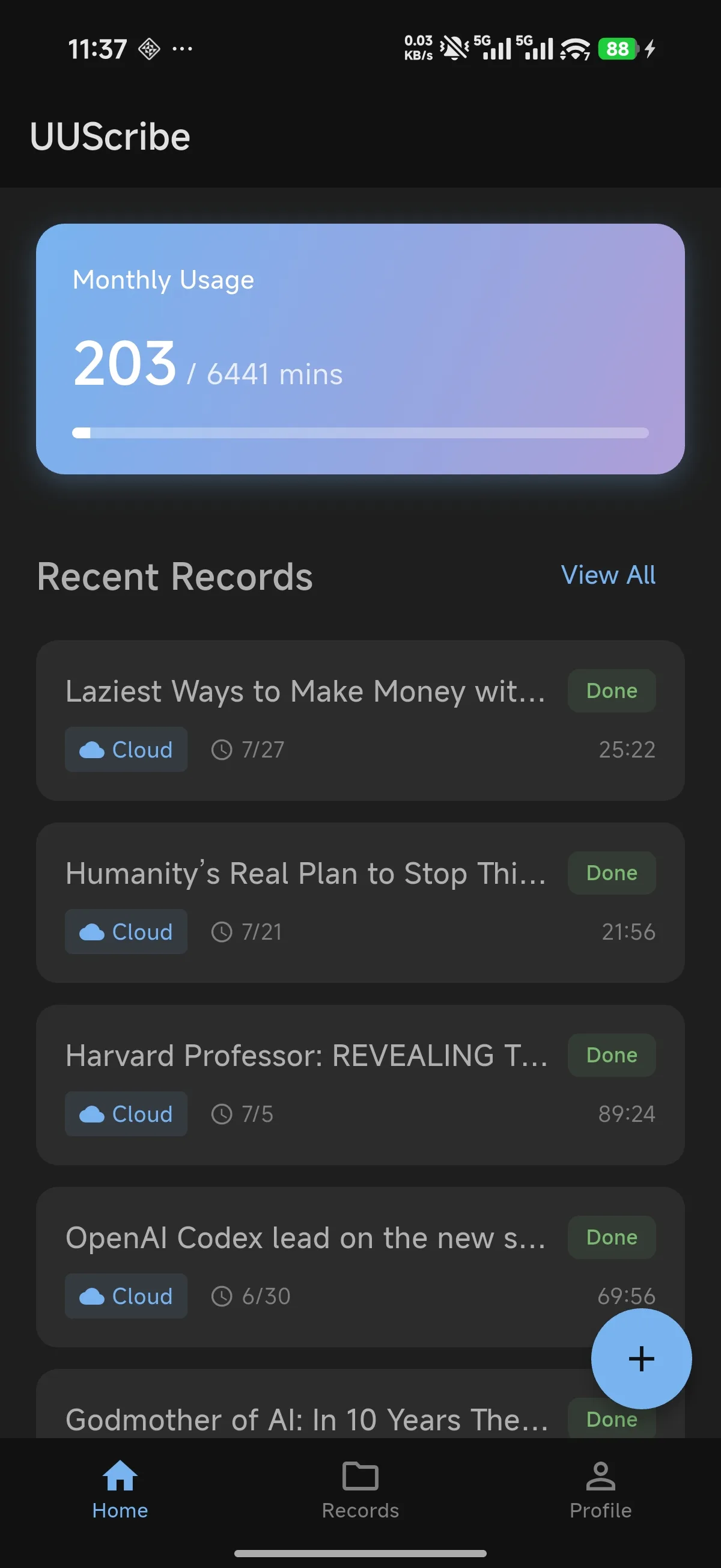 Mobile Transcription Dashboard