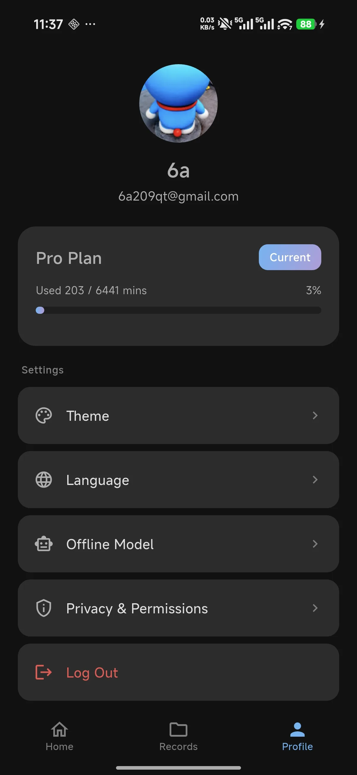 Profile and App Settings