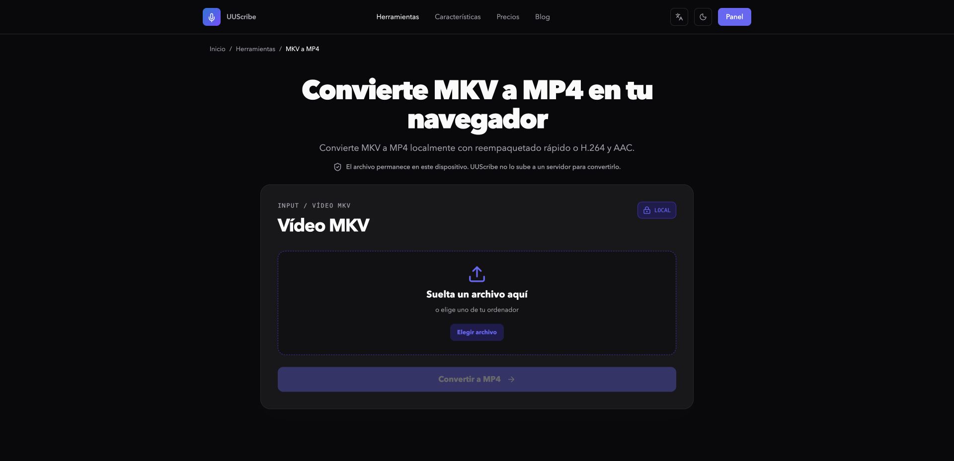 Conversor de MKV a MP4 de UUScribe en español