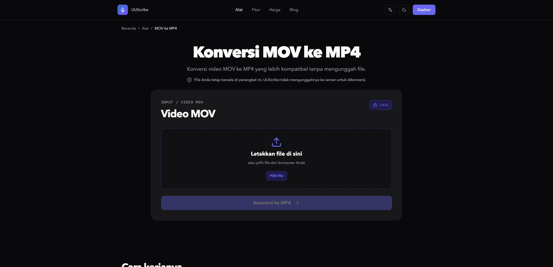 Konverter MOV ke MP4 UUScribe dalam bahasa Indonesia